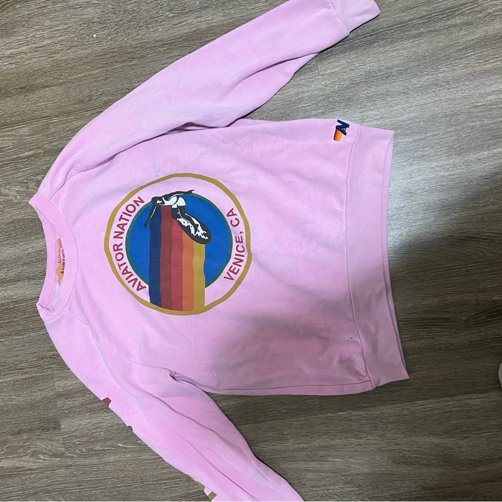 Pink logo aviator nation crewneck